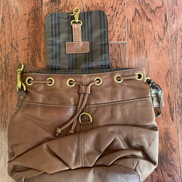 Frye Chestnut Brown Leather Drawstring Shoulder Bag main image 5